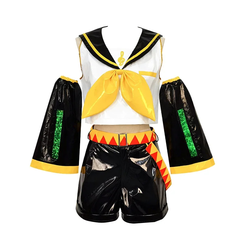Just Saiyan2025  Kagaminee Rin/Len Cosplay with Ears Collab Series: Kagaminee Rin Len Cosplay Top Shorts Costumes Cosplay Outfit view 4