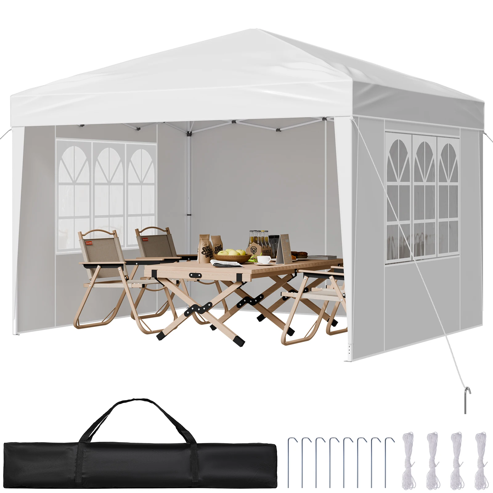 VEVOR Pop Up Canopy 10x10ft Instant Gazebo Tent Portable Easy Up Canopy 3 Height Settings Outdoor Sun Shelter for Vendor Events