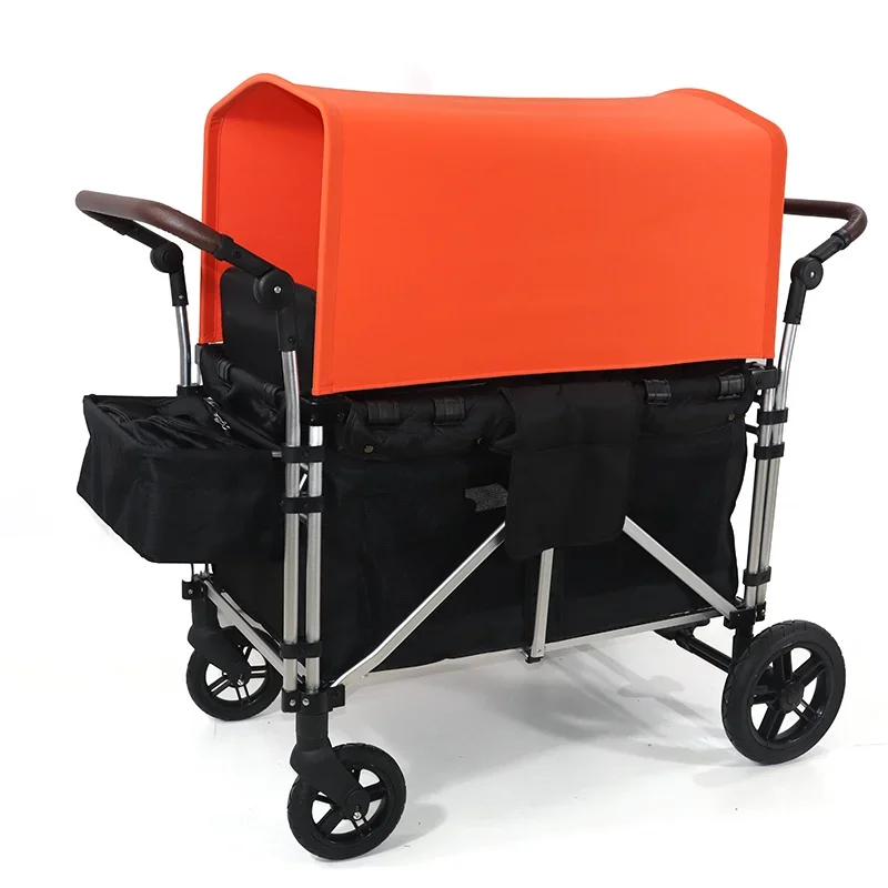 All Terrain Collapsible Wagon Srtolly Tiktok Hot Selling Baby Wagon Stroller 4 Seater Multifunctional Trip Wagon For Kids