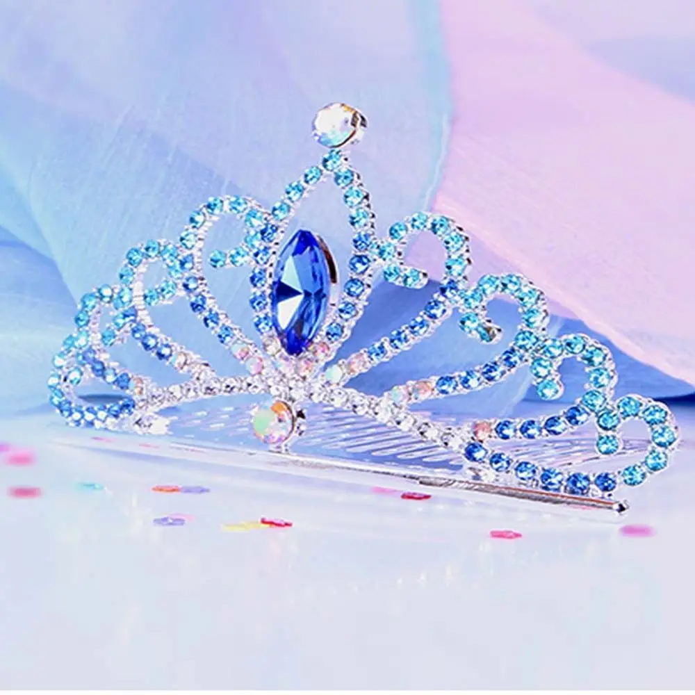

Korean Style Hairpin Wedding Hair Accessories Rhinestone Hairpin Crystal Crowns Children Girls Hair Comb Princess Aisha Tiaras