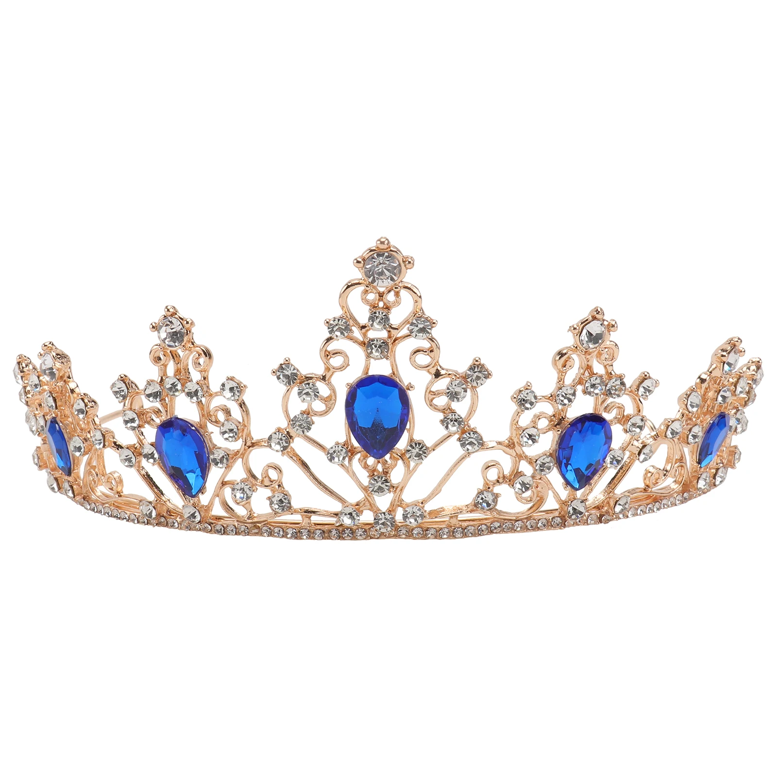 

Crown Headwear 15X15Cm Blue Rhinestone Gemstone Bride Pageant Queen Party Wedding Headband Women Girls Fashion Hair