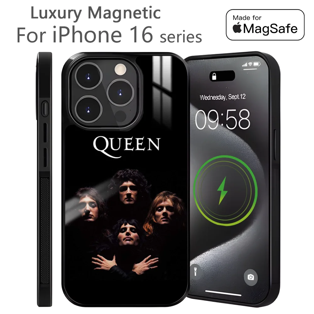 Queen F-Freddie Mercury Phone Case For iPhone 16 15 14 13 12 11 Pro Max Plus Mini Magnetic Magsafe Wireless Charging Cover