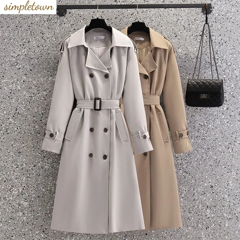 

Women's Windbreaker Long Style Spring and Autumn New Style Temperament Versatile Waist Closing Fashion French Casual Coat