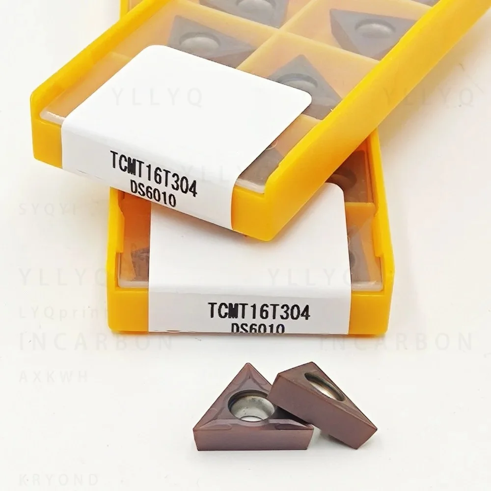 10Pcs TCMT16T304 TCMT16T308 TCMT110204 DS6010 DS6020 Carbide Turning Inserts CNC Lathe Tool