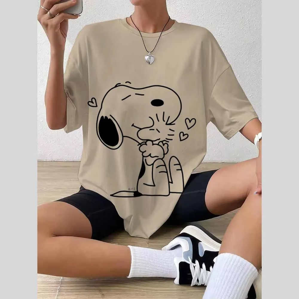 

Summer 3D Snoopy print Women's T-Shirts O-Neck Casual Ladies Tops Harajuku Loose Short Sleeve Streetwear Clothes ﻿