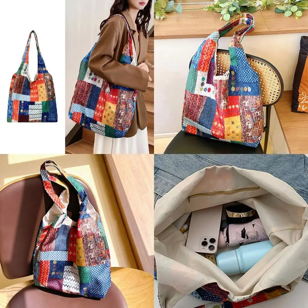 

Модная сумка через плечо, большая вместительная тканевая сумка для продуктов, многоразовая пляжная рабочая сумка