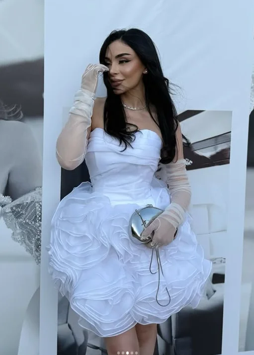 リトルホワイトドレス恋人ミニカクテルイブニングドレスカスタマイズされたフリルスカートコルセット誕生日ガラパーティードレス