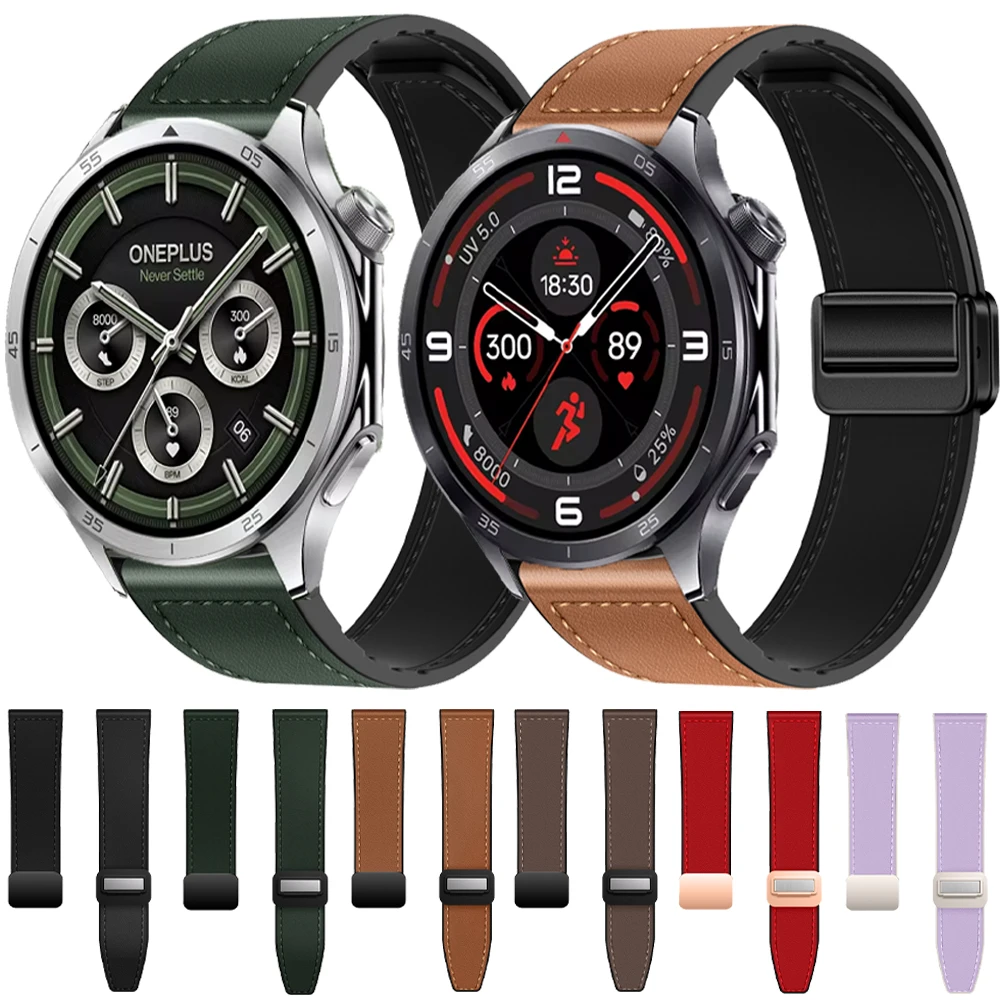 

20 силиконовый + кожаный ремешок 22 мм для OnePlus Watch 3 2 2R/46 мм, спортивный браслет для OPPO Watch X/X2/4 Pro, браслет, аксессуары для ремня