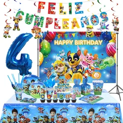 PAW Patrol-Decoración de fiesta de cumpleaños para niños, sombrero de juguete, regalo, globo de papel de aluminio, vajilla desechable, suministros para eventos