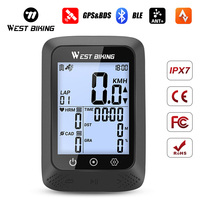WEST BIKING Bicycle GPS Computer IPX7 Waterproof Wireless 5.0 ANT Bluetooth Speedometer Automatic Backlight Bike Speed Sensor