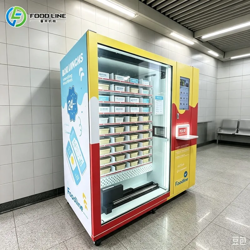 Touch Screen Hot Meal Vending Machine Microwave Heating Lunch Box Bento Vending Machine for Station FL Customized