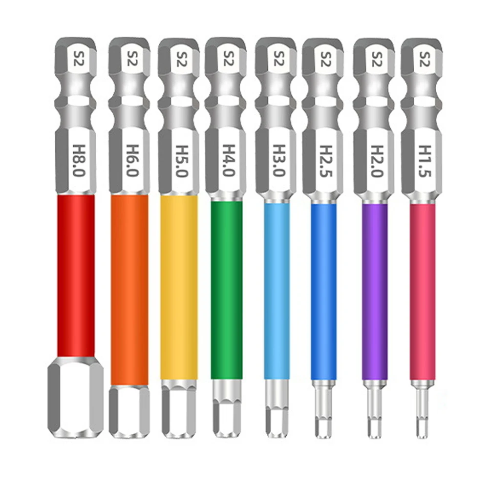 Magnetic Hex Screwdriver Bit Kit with 2.5 3 4 5 6 mm Sizes 65 mm Length and 6.35 mm Hex Shank for Stable Power Tool Engagement
