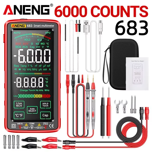 

ANENG 683 Digital Multimeter AC/DC Voltage Current Rechargeable Smart Multimeter High Touch Tester electrician tools