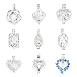 10pcs Mixed Classics Pearl Cage Locket Pendants Aromatherapy Mermaid Essential Oil Diffuser Necklace Locket For DIY Jewelry