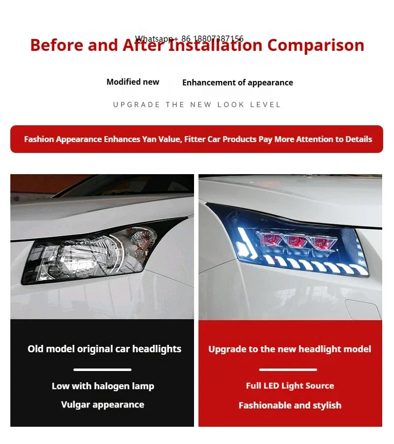 

Автомобильные фары FT для Chevrolet Cruze 2009-2014, светодиодные проекционные фары, дневные ходовые огни, автомобильные аксессуары