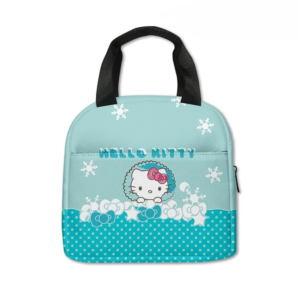 Sanrio Hello Kitty Kuromi Elementary School Students Junior High Cartoon Cute Lunch Bag Large Capacit Portable KT Bento Bag