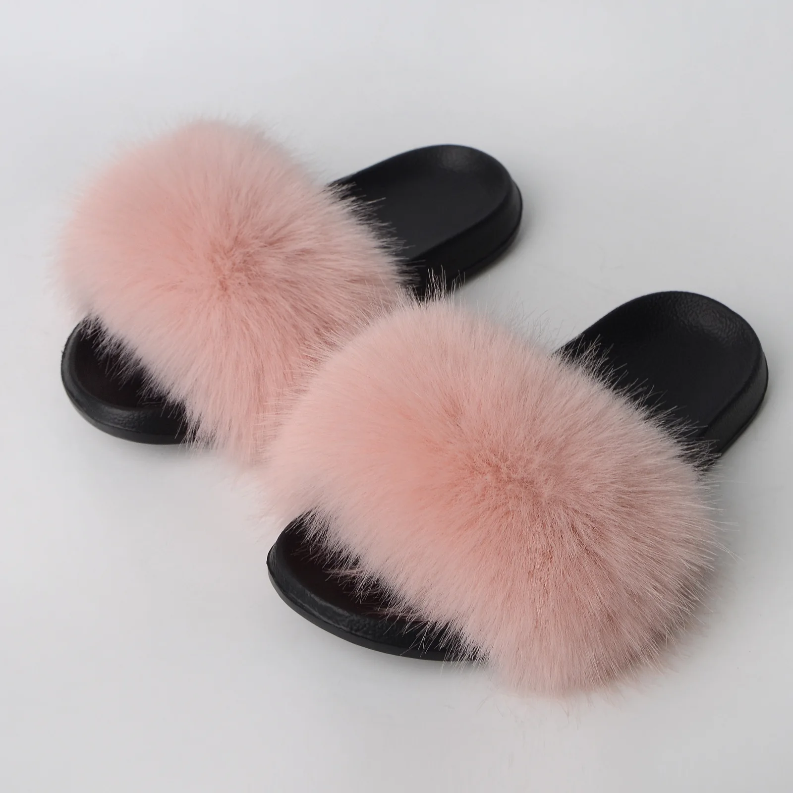 17 Colors 36-45 Size Fashion Outside Soild Faux Fox Fur Flip Flops Four Reason Summer Winter Women Home Shoes Slippers