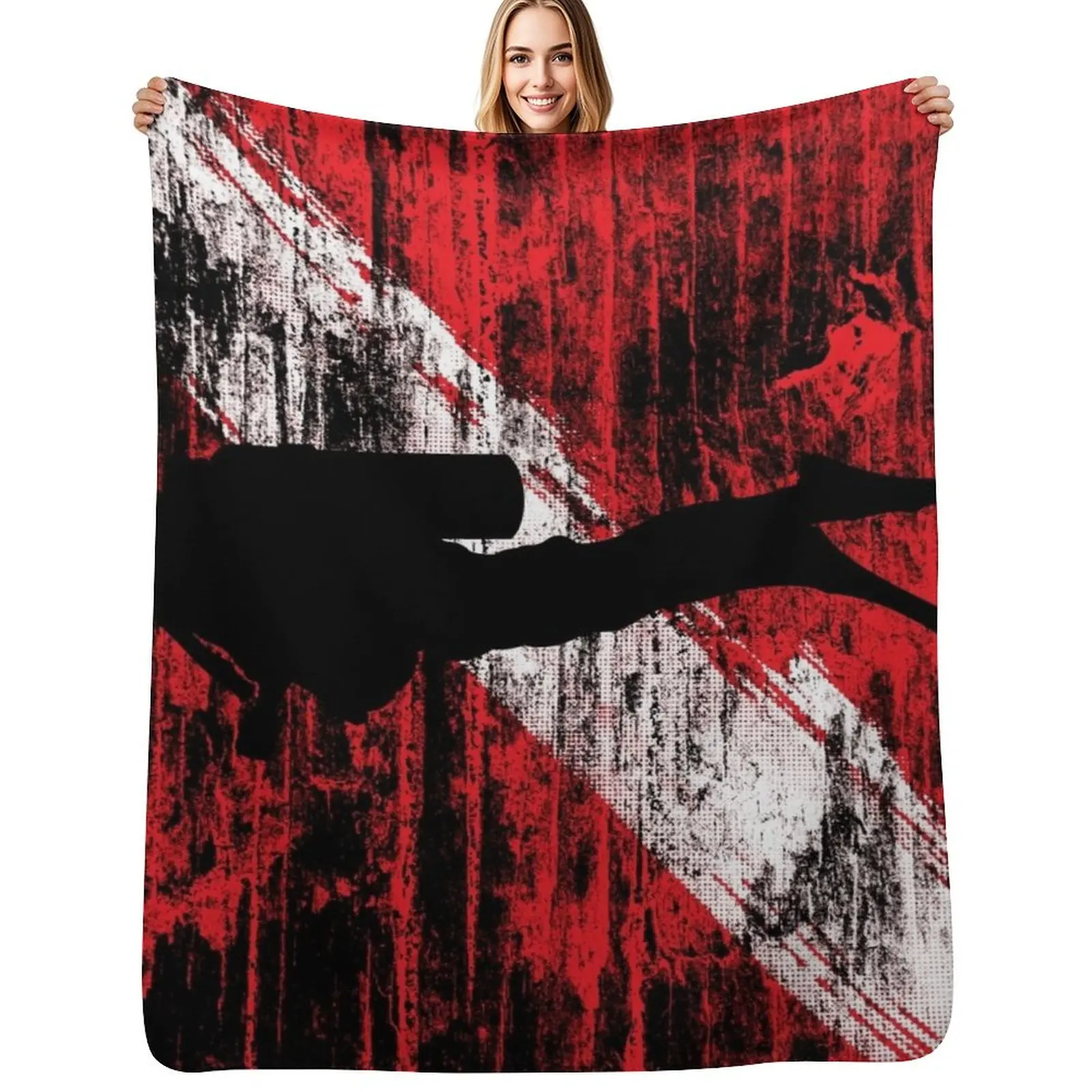 Scuba Diving Flag Throw Blanket Flannel Fabric Beautifuls Personalized Gift Decorative Beds Beach cosplay anime Blankets