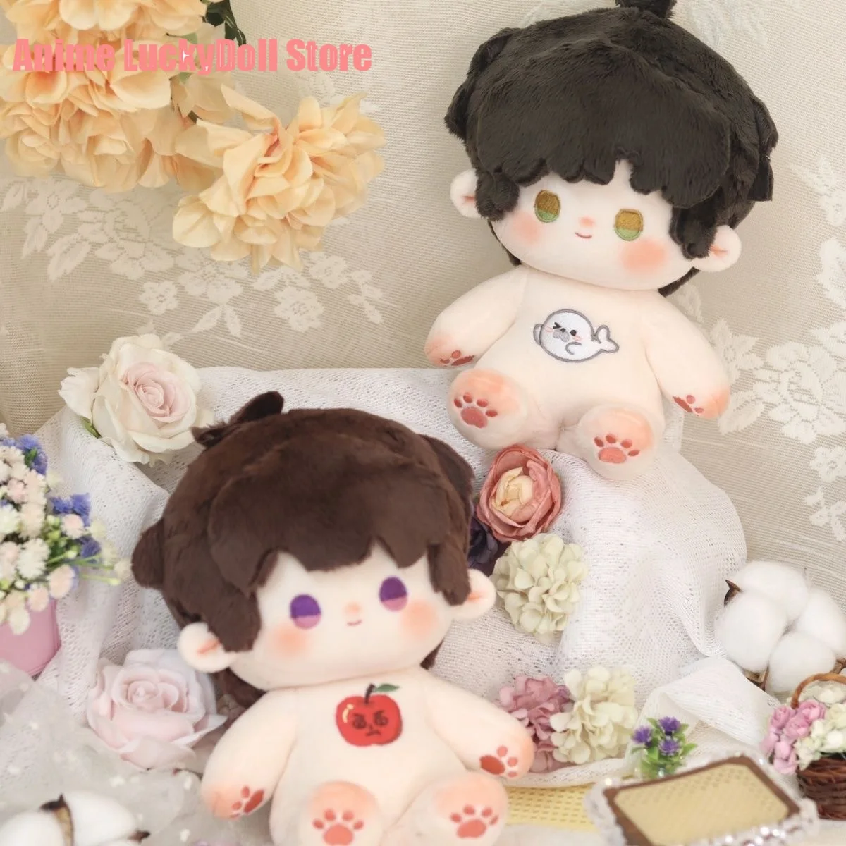 20cm Anime Love and Deepspace Sylus Cosplay Hair slices Series Sitting Posture Dress-up Body Plush Doll Stuffed Toys Maumet Toys