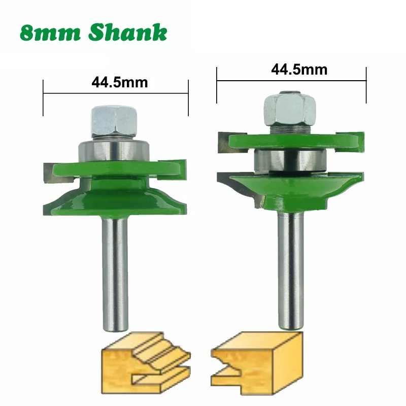 2PC/Set 8MM Shank Milling Cutter Wood Carving Stile & Rail Set-Ogee Bit Set Tenon Knife Woodworking Cutter Tungsten Carbide Bits