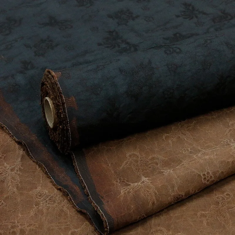 Old material crack jacquard special black fragrant yunsha silk fabric cheongsam clothing design