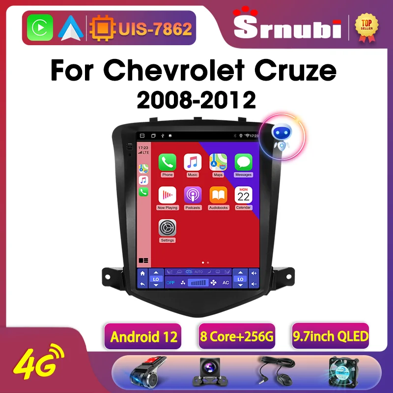 Srnubi-カーラジオ9.7 ",Android 11,GPS,メディアプレーヤー,ステレオ,DVD,CPU,2DIN,車用Chevaluze j300 (2008-2012)