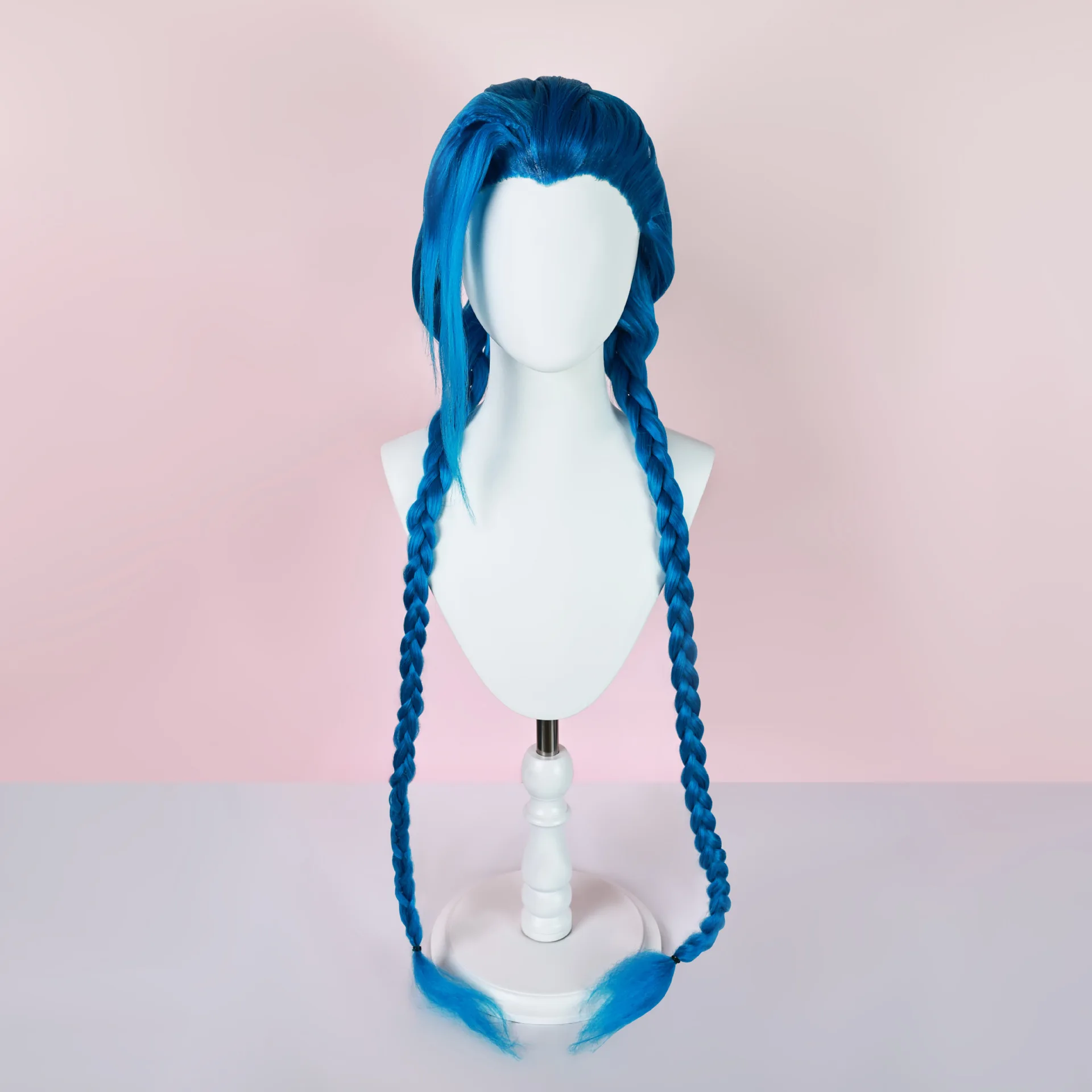 LoL Arcane Jinx Cosplay Perruque pour Femme, Bleu, Fibre Synthétique, Cheveux Longs