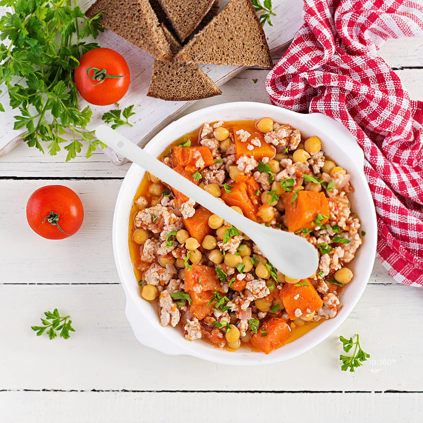 

5Pcs Porcelain Soup Spoons Large Size Long Handle Reusable Tableware for Home Restaurant Catering Asian Soup Spoons