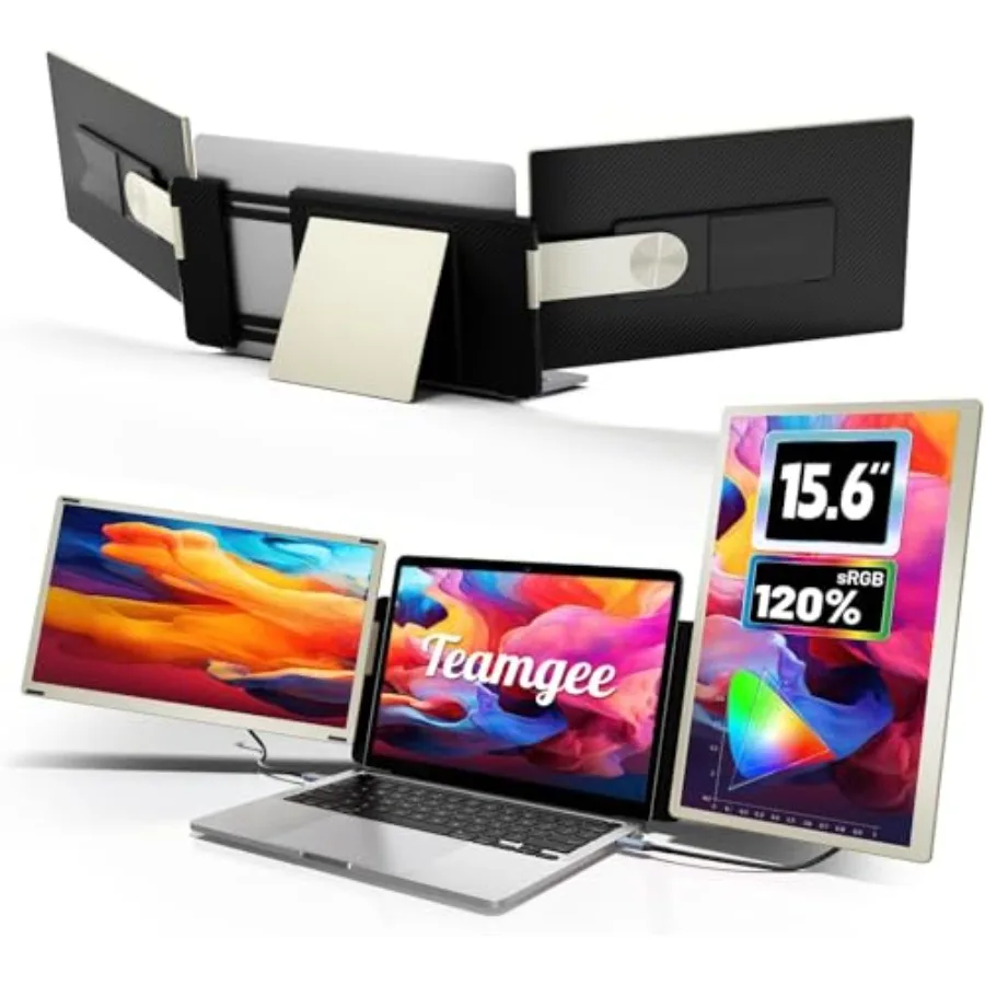 

Portable 15.6 Laptop Screen Extender for 13-17 Mac/Windows: FHD Metal Monitor with 120 sRGB 235 Rotation Stand Ideal for Hybrid