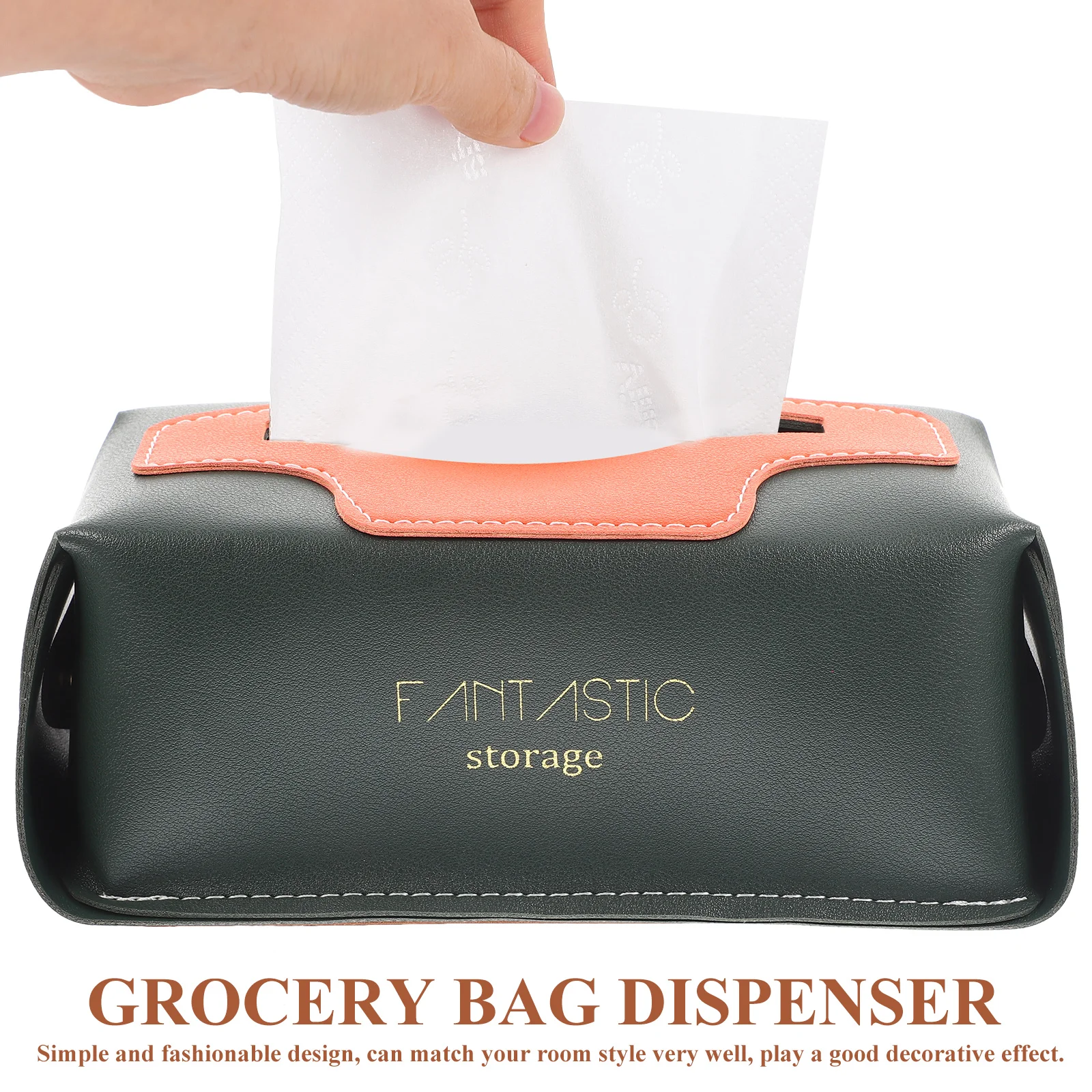 

Tissue Box Holder Decorative Paper Dispenser Napkin Case Storage Cover Rectangular Car Towel Bathroom PU Multifunction