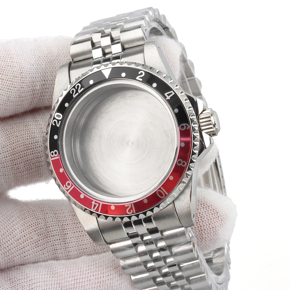 39.5 مللي متر حافظة اليوبيل/المزارع أشرطة ساعات اليد الفولاذ المقاوم للصدأ ل SUB GMT NH35 NH36 حركة الياقوت الزجاج مقاوم للماء خمر