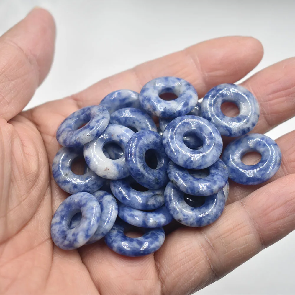 Modische, hochwertige, sortierte Naturstein-Gogo-Donut-Anhänger, Perlen 18mm für Schmuckherstellung, Großhandel 12 Stück/Los, kostenlos. – Detail 17