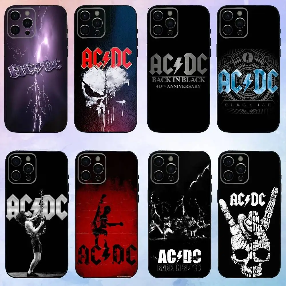 

AC Back In Black DC Phone Case For iPhone17,16,15,14,13,12,11 Plus,Pro Max Soft Black Cover
