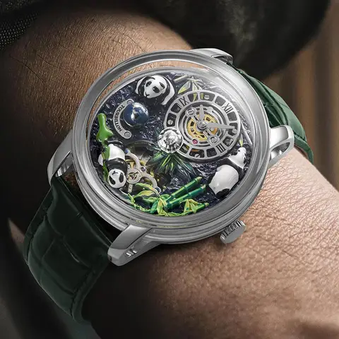 2025 PINDU Ny Panda-serie National Treasure Symbol Herr Mekanisk Klocka Roterande Kristallkula 45,5 mm Armbandsur Herr M2791B 8 best sales Pintime-klocka för män - №7