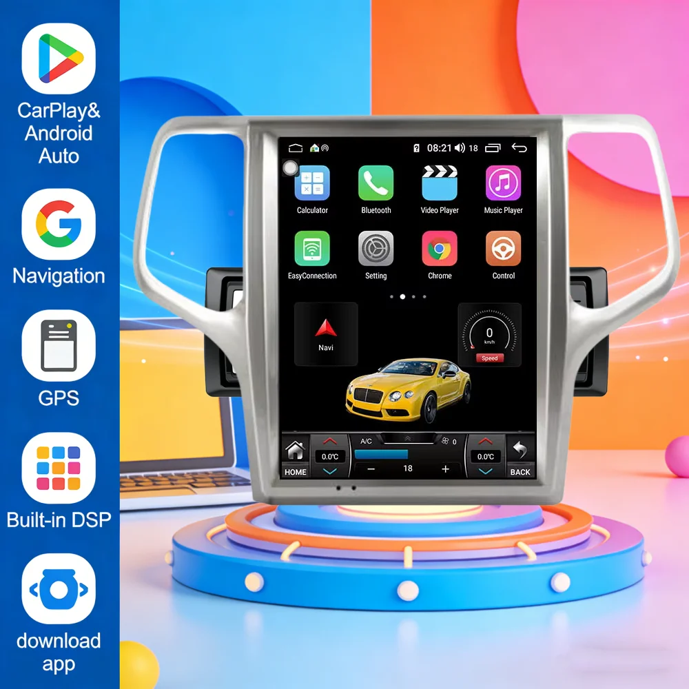 10.4" Android 13.0 Touch Screen For Jeep Grand Cherokee 2011 2012 2013-2021 Car GPS Navigation Multimedia Player Radio Head Unit