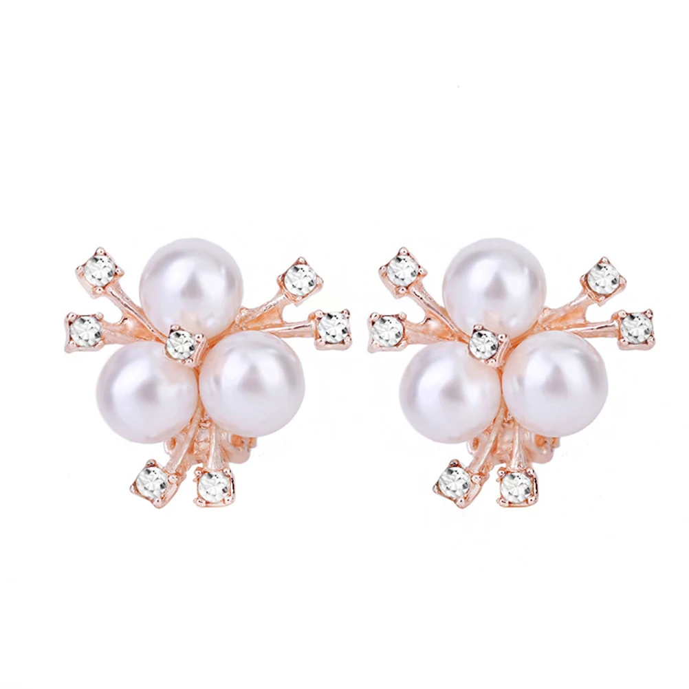

2Pcs Anti Allergy Pearl Ear Clip Women Earrings Fashionable Lady Hoop Alloy Everyday Wear Occasion Matching Clothes
