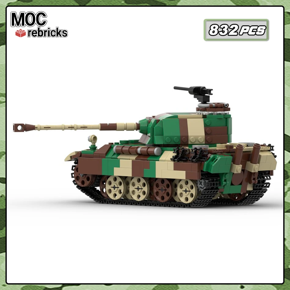 WW II German Military Medium Tank Panther V MOC Building Blocks Tracked Armoured Fighting Vehicle Model Boys Puzzle Toys Bricks