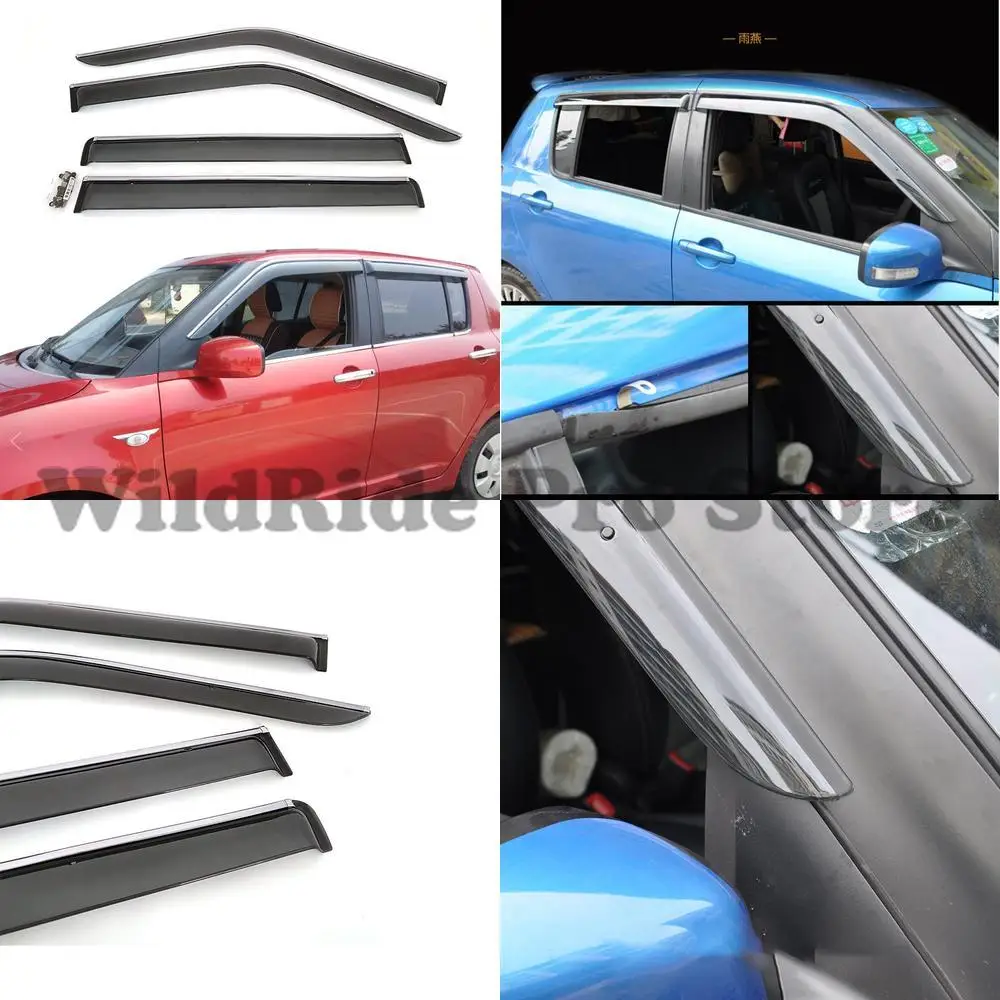 

1 set for Suzuki Swift window rain visors injection molded sun and rain deflectors rain guards windshield side door protectors f