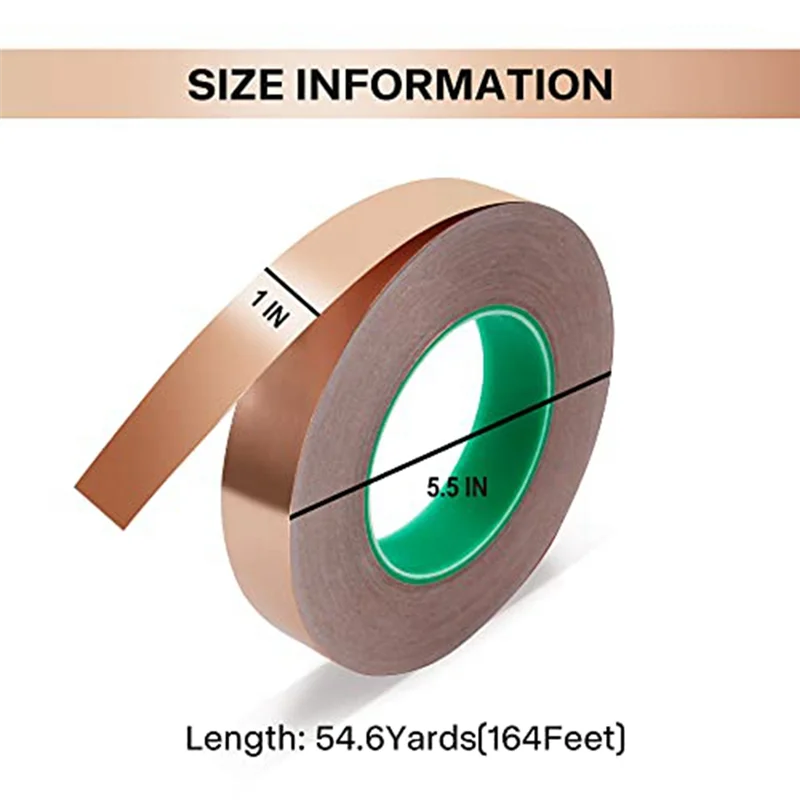 Copper Tape Conductive Adhesive,Copper Foil Tape 1 Inches X 164 Feet for EMI & Guitar Shielding, Arts & Crafts