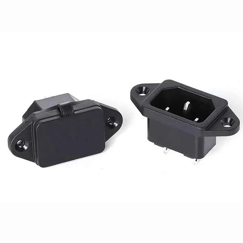 1PC AC Power Socket 250V 10A 3 Pins Male Plug Panel Power Charging Outlet Connector With Waterproof Cap
