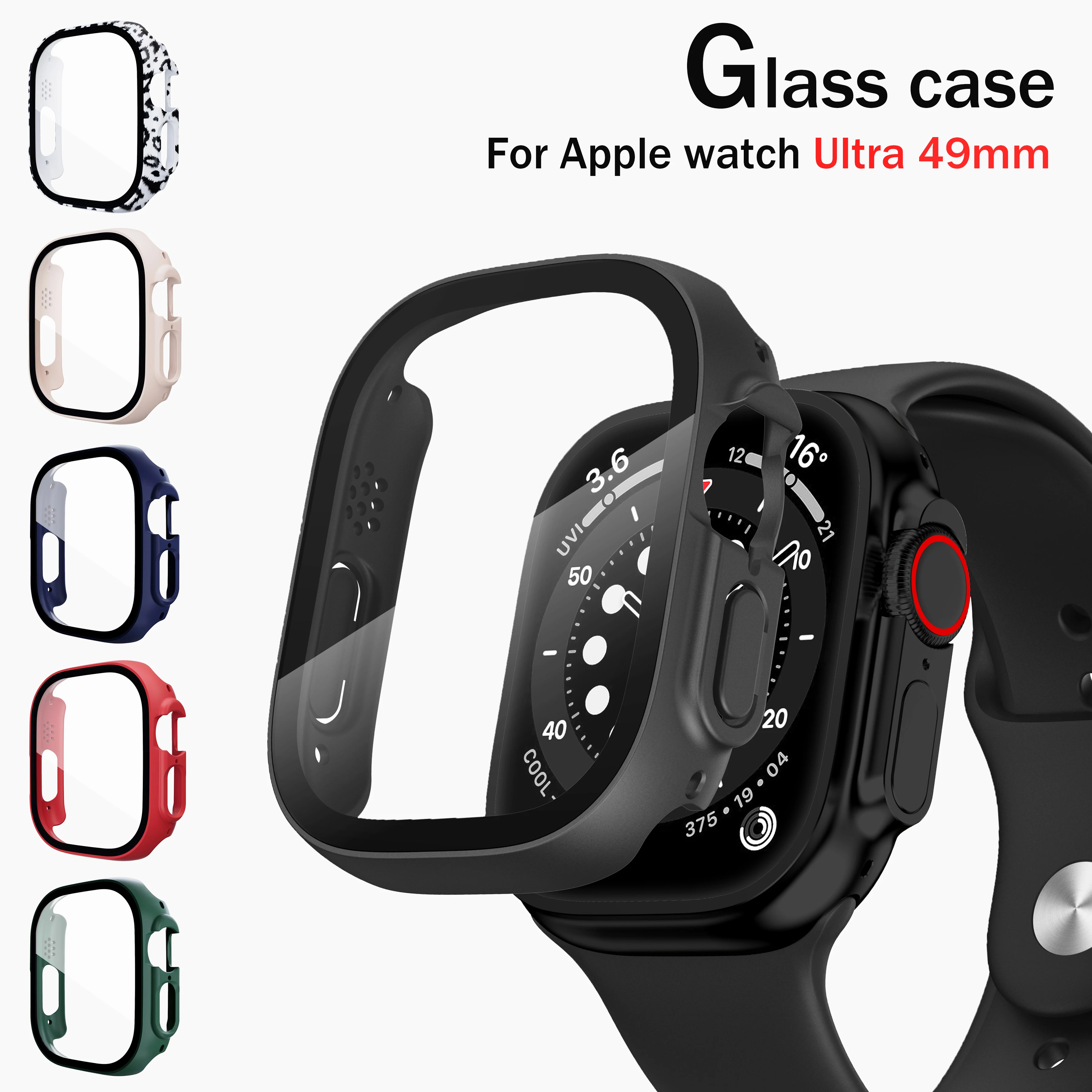 Ochraniacz ekranu do zegarka Apple Ultra 49mm 44mm 40mm 42 38 PC szklane etui typu Bumper akcesoria hartowane iwatch seria 7 6 5 4 SE 3 8 45