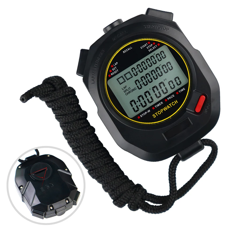 Professional Handheld Digital Stopwatch Timer Outdoor Sports Training Timer Chronograph Stop Watch Precision Timer Tools Plastic