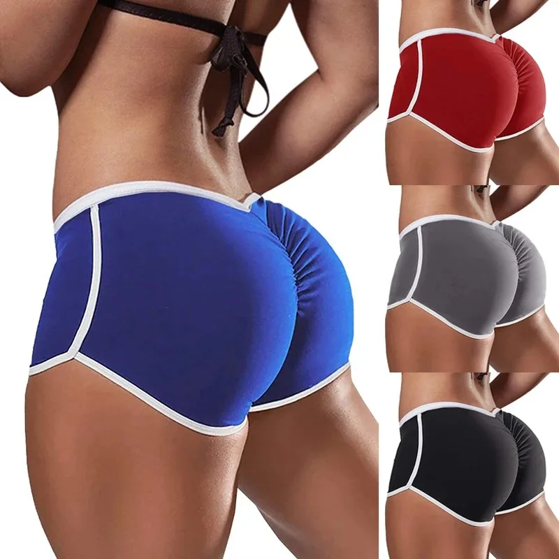 Schnell trocknende Jogginghose für Damen, sportliche Shorts mit niedrigem Bund, Stretch-Shorts mit elastischem Bund, lässig, Yoga, sexy, Workout,