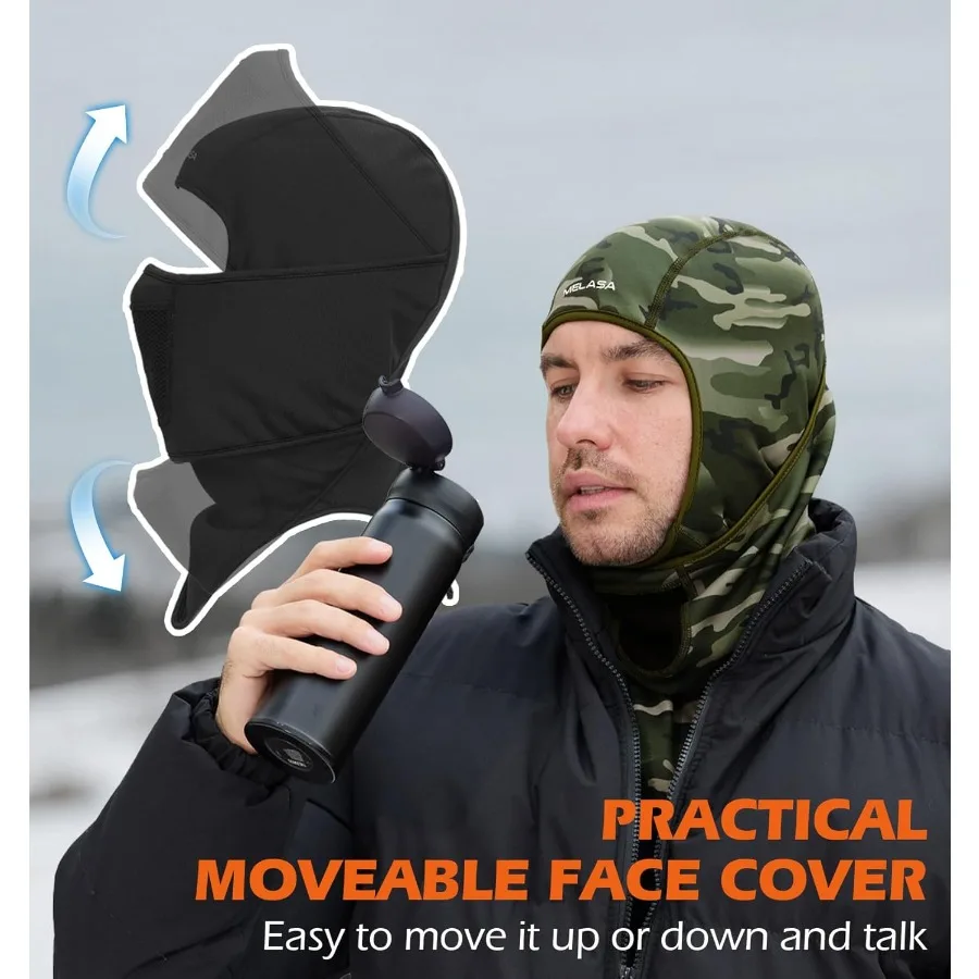 MELASA Winter Balaclava Face Mask for Cold Weather Thermal Fleece Ski Mask with Movable Face Cover for Outdoor Work Skiing