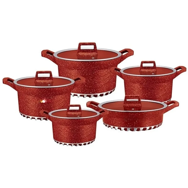 Household Aluminum Kitchen Soup Pot Set Die Cast Non-Stick Pot with Glass Bottom