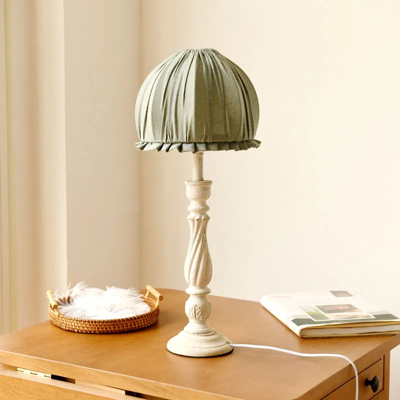 

Table lamp cotton hemp Nordic French village ins wind literary retro bedside lamp desktop decorative lamp