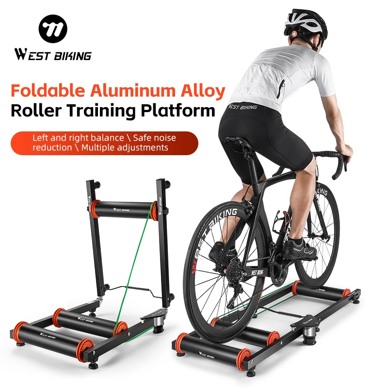 WEST BIKING Bike Rollers Trainers Foldable Adjustable Roller Trainer Indoor Bicycle Exercise Training Stand Cycling Platform