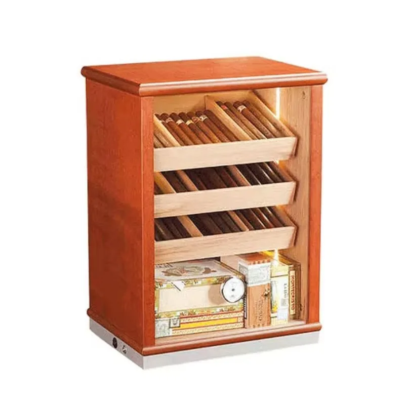 Kotak Cerutu Kayu Cedar Spanyol yang Dapat Disesuaikan, Lemari Cerutu Besar, Humidor