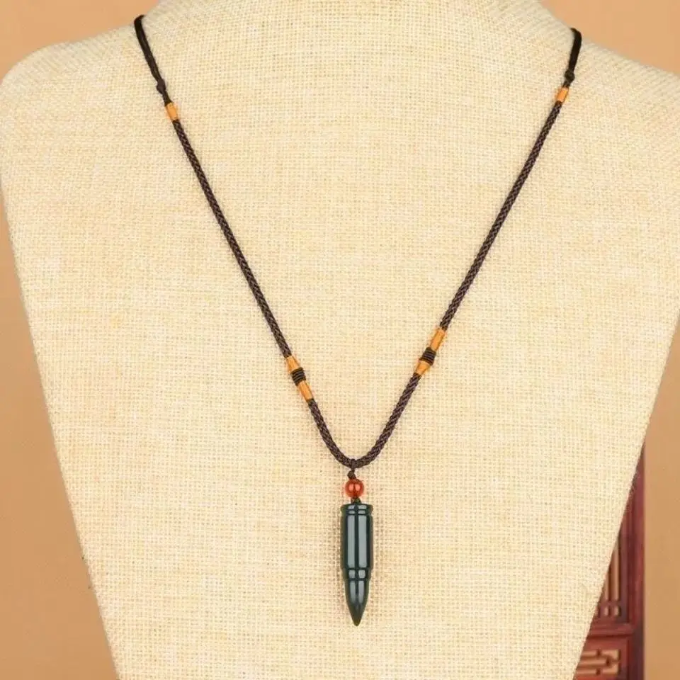 شينجيانغ Hetian اليشم الياقوت رصاصة قلادة اليشم قلادة #3