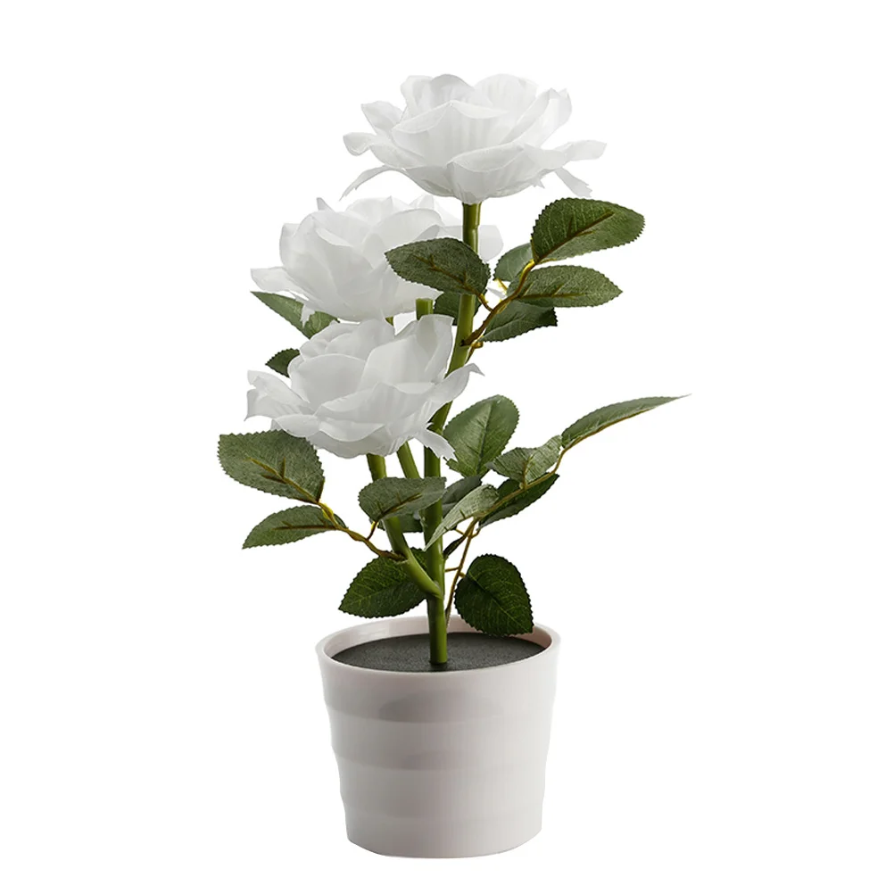 

Decoration Simulated Rose Lantern Led Artificial Flowers Solar Light Bouquet White Lights